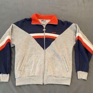 Slazenger Jacket Mens Medium Gray Colorblock Track Full Zip Retro Athletic